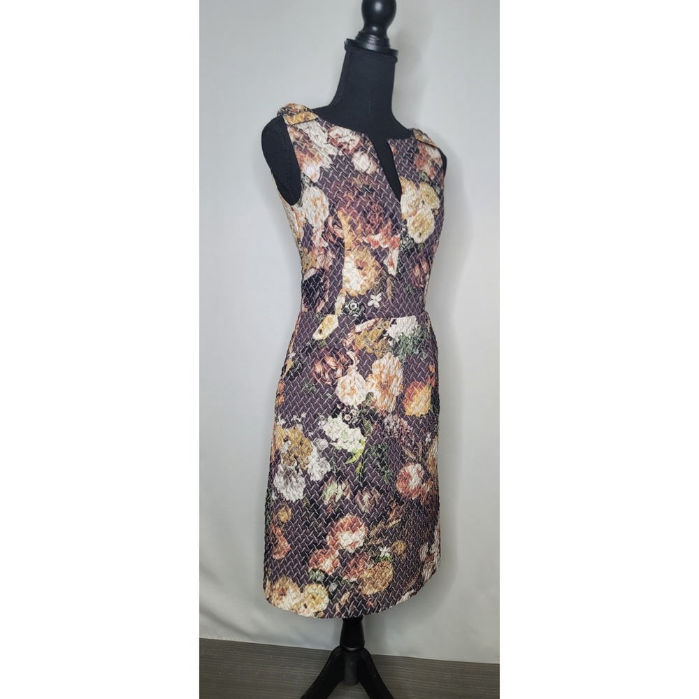 Tabitha Anthropologie Quilted Sheath Dress Size 2 Floral Textured Sleeveless - Picture 7 of 10